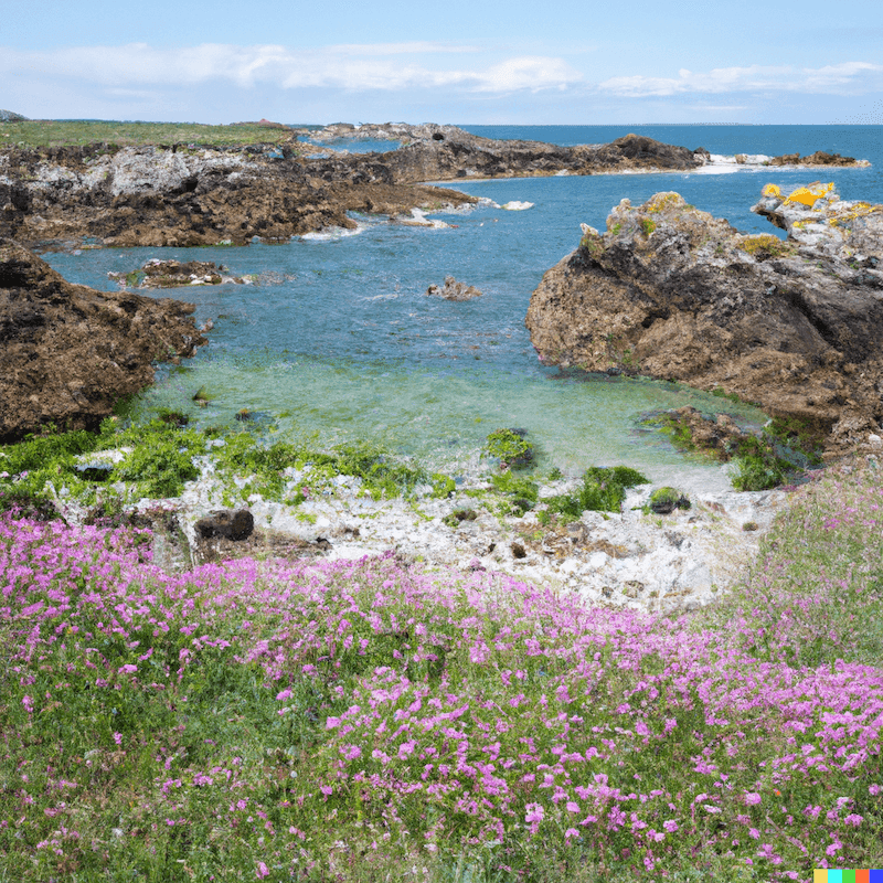 The island Ile d'Yeu in France during spring time, Côte sauvage.